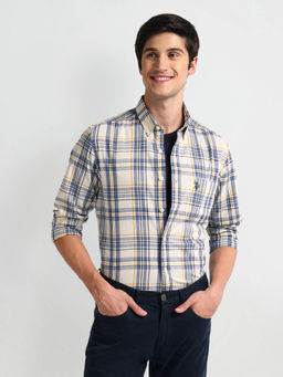 U.S. POLO ASSN. - Tartan Checks Slim Fit Casual Shirt Off White & Blue
