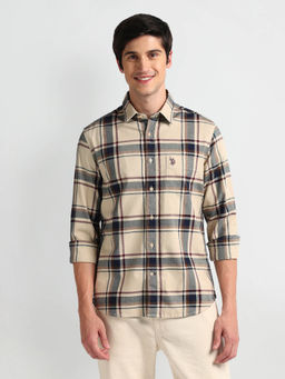 U.S. POLO ASSN. - Tartan Checks Slim Fit Casual Shirt Beige & Black