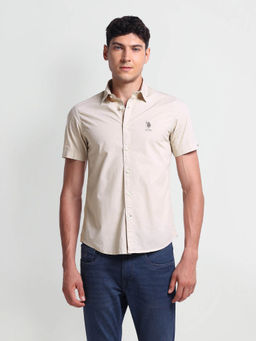 U.S. POLO ASSN. - Short Sleeve Cotton Casual Shirt Beige