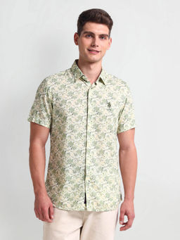 U.S. POLO ASSN. - Floral Print Slim Fit Casual Shirt Green