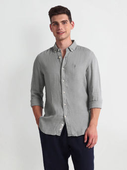 U.S. POLO ASSN. - Slim Fit Solid Casual Shirt Full Sleeve Grey