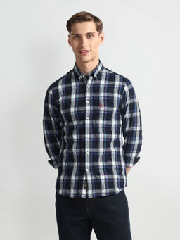 U.S. POLO ASSN. - Tartan Checks Slim Fit Casual Shirt Navy Blue