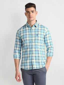 U.S. POLO ASSN. - Tartan Checks Herringbone Casual Shirt Blue & White