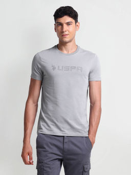 U.S. POLO ASSN. - Slim Fit Brand Print T-Shirt Grey
