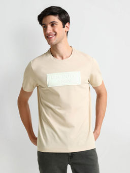 U.S. POLO ASSN. - Crew Neck Brand Appliqued T-Shirt Beige