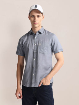 U.S. POLO ASSN. - Solid Tailored Regular Fit Casual Shirt Grey