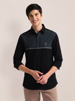 U.S. POLO ASSN. - Colorblock Regular Fit Casual Shirt Black & Navy Blue