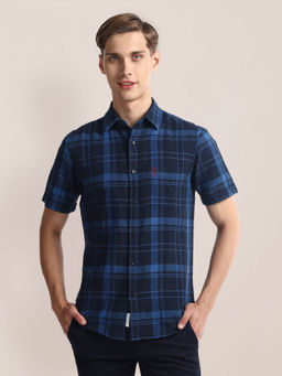 U.S. POLO ASSN. - Tartan Checks Linen Casual Shirt Navy Blue & Black