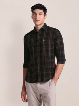 U.S. POLO ASSN. - Tartan Checks Regular Fit Casual Shirt Black & Brown