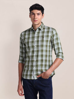 U.S. POLO ASSN. - Tartan Checks Regular Fit Casual Shirt Olive