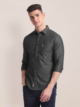 U.S. POLO ASSN. - Premium Cotton Patterned Casual Shirt Charcoal