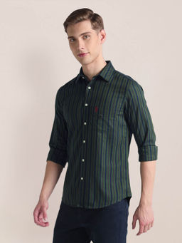 U.S. POLO ASSN. - Vertical Stripes Oxford Casual Shirt Green
