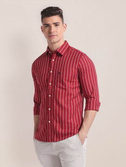 U.S. POLO ASSN. - Premium Stripes Cotton Twill Casual Shirt Red