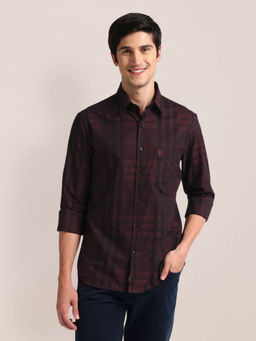 U.S. POLO ASSN. - Tartan Checks Regular Fit Full Sleeves Casual Shirt Maroon