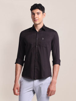 U.S. POLO ASSN. - Vertical Stripes Regular Fit Casual Shirt Purple