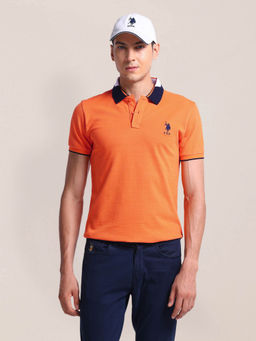 U.S. POLO ASSN. - Solid Slim Fit Polo T-Shirt Orange