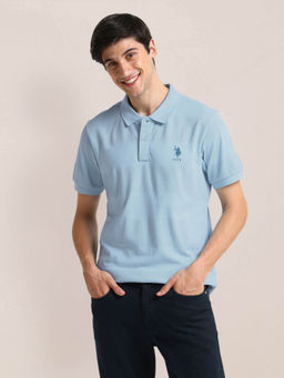U.S. POLO ASSN. - Slim Fit Horizontal Stripes Polo T-Shirt Blue