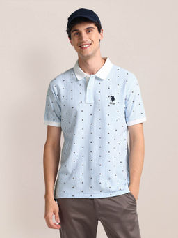 U.S. POLO ASSN. - Vertical Stripes Slim Polo T-Shirt Blue