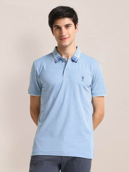U.S. POLO ASSN. - Slim Fit Contrast Collar Polo T-Shirt Blue