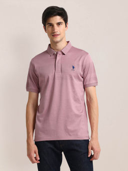 U.S. POLO ASSN. - Slim Fit Horizontal Stripes Polo T-Shirt Pink
