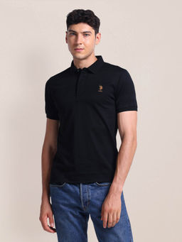 U.S. POLO ASSN. - Slim Fit Horizontal Stripes Polo T-Shirt Black
