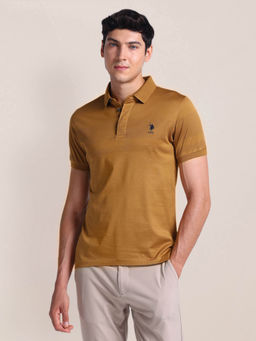 U.S. POLO ASSN. - Slim Fit Horizontal Stripes Polo T-Shirt Mustard