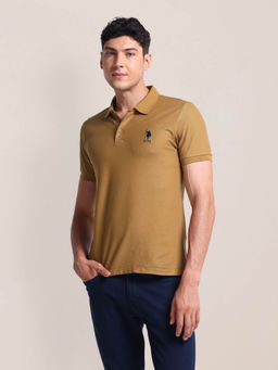 U.S. POLO ASSN. - Solid Slim Fit Polo T-Shirt Mustard