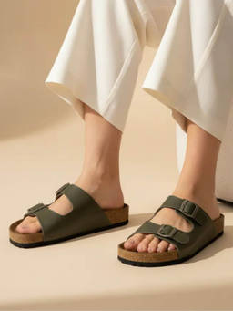 Koblerr - Women Dual-strap slip-on Sandals Green