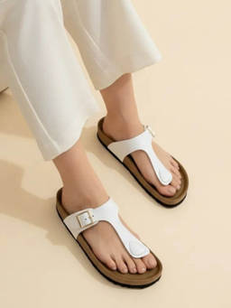 Koblerr - Women Elegant wide-strap slip-on Sandals White