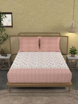 MYTRIDENT - Sanskriti King Bedsheet Set, Cotton, 144 Tc, 1 King Bedsheet, 2 Pillow Covers- Rust