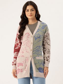 APSLEY - Women Multi-Color V-Neck Printed Cardigan