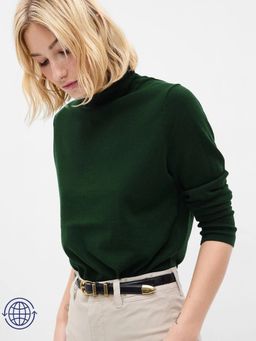 GAP - Women Green Solid High-Neck Neck Sweater