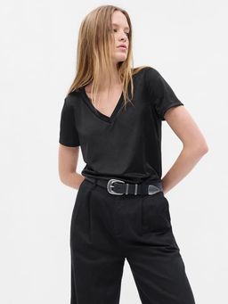 GAP - Women Black Regular V-Neck T-shirt