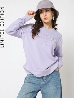GAP - Women Lavender Crew Neck Logo Sweatshirt