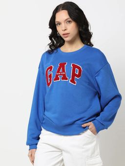 GAP - Women Crew Neck Blue Logo Sweatshirt
