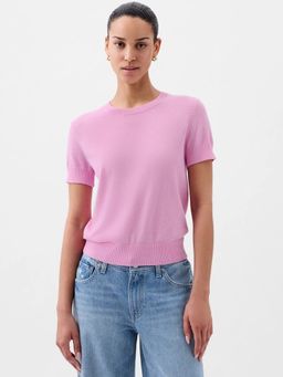 GAP - Women Pink Solid Crew Neck Sweater
