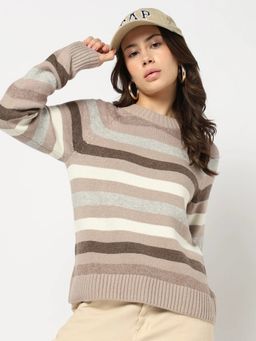 GAP - Women Multicolor Horizontal-Stripes Crew Neck Sweater