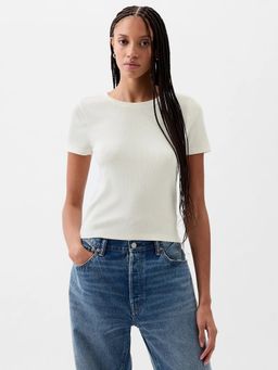 GAP - Women White Round Neck T-Shirt