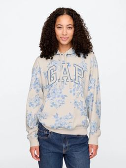 GAP - Women Beige Floral Hooded Hoodie