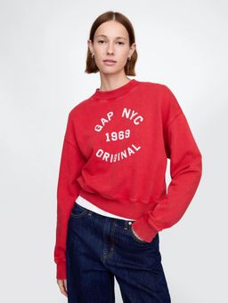 GAP - Women Red Logo Crew Neck Regular Sweatshirt