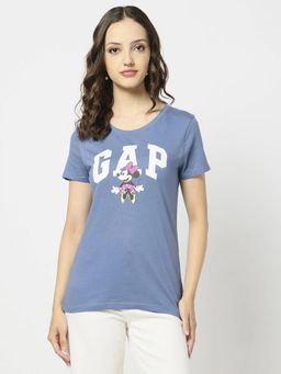 GAP - Women Blue Minnie Mouse Character Crew Neck T-shirt