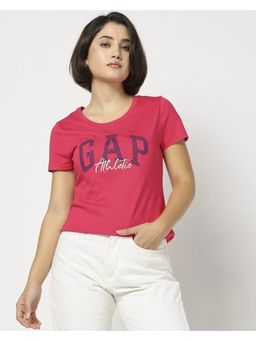 GAP - Women Pink Logo Crew Neck Regular T-shirt