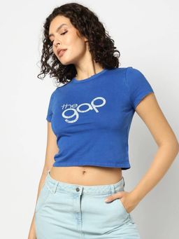 GAP - Women’s Blue Slim Fit Round Neck T-Shirt