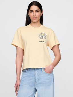 GAP - Women’s Yellow Loose Fit Graphic Crop T-Shirt