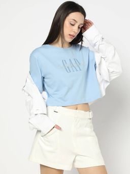 GAP - Women Blue Logo Crew Neck T-shirt