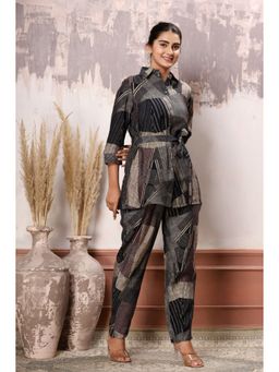 KAFTANIZE - Midnight Black Printed Co-ord (Set of 3)