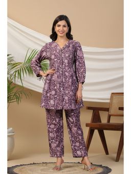 KAFTANIZE - Lavender Flower Printed Co-ord (Set of 2)