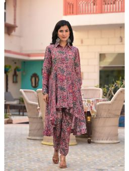 KAFTANIZE - Anima Pink Leaf Printed Co-ord (Set of 2)