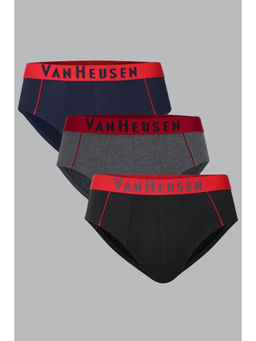 Van Heusen Innerwear - Men Pack of 3 Colour Fresh & Durable Elasticized Waistband Briefs - Pure Black, Charcoal, Dark N