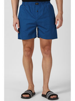 Peter England - Men Blue Check Boxer Shorts